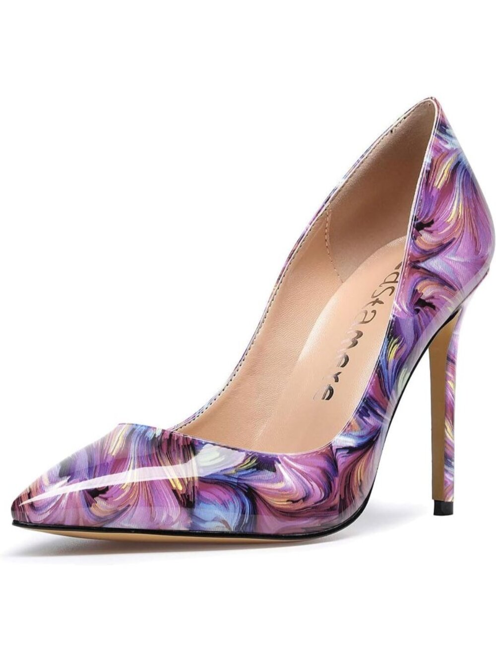 Women's Purple Vortex High Heels Pointed-Toe Slip-on Stilettos Pumps Heels Shoes